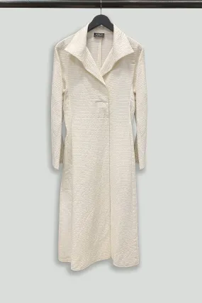 Cream Wide Wale Cotton Funnel Neck Coat