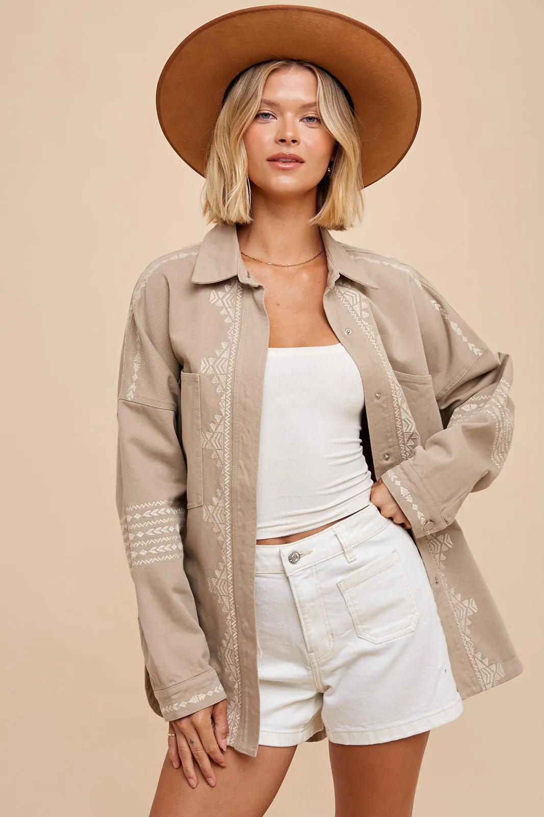 Dana Tan Aztec Shacket