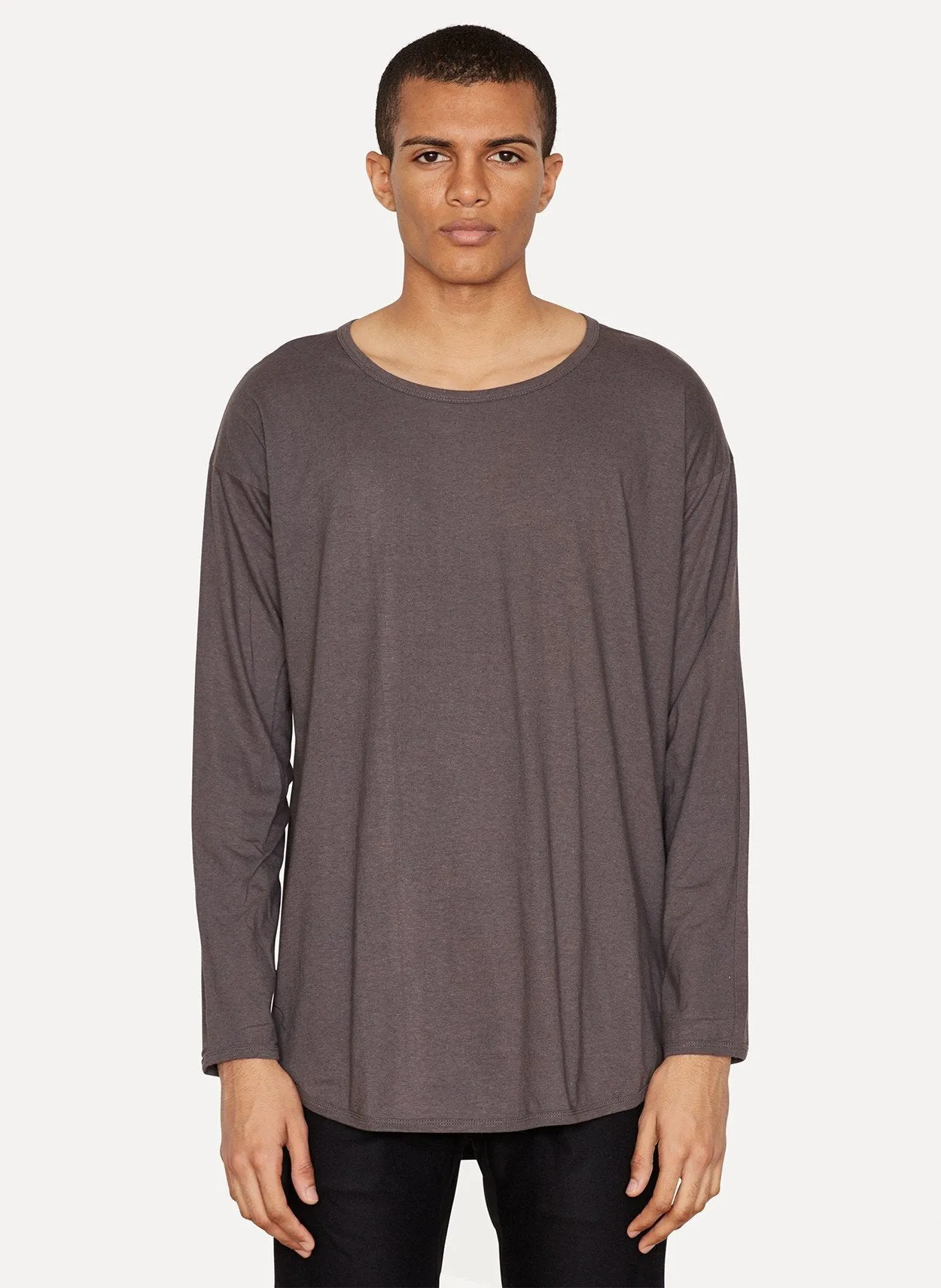 Dark Taupe Cotton Linen T-Shirt