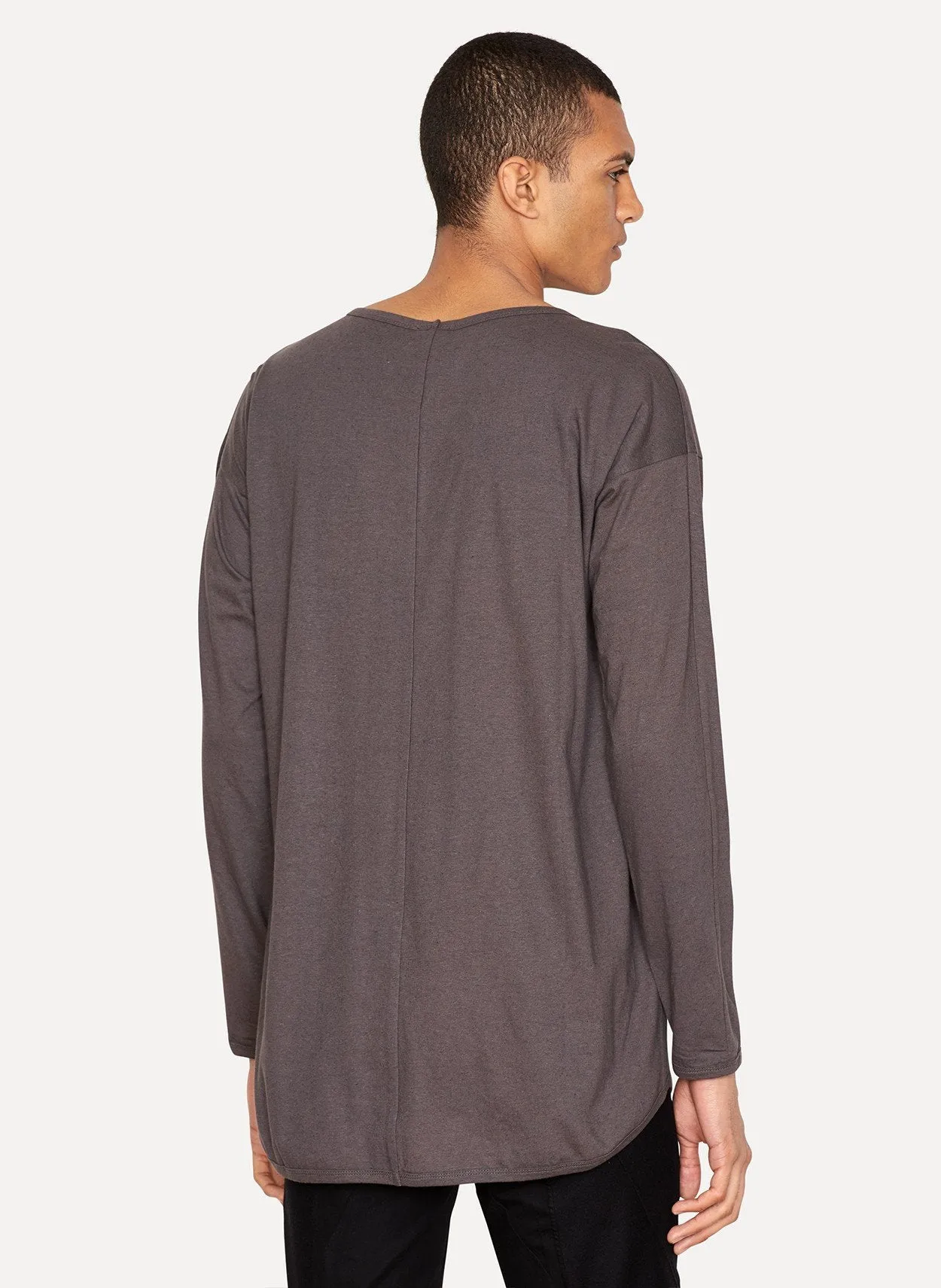 Dark Taupe Cotton Linen T-Shirt