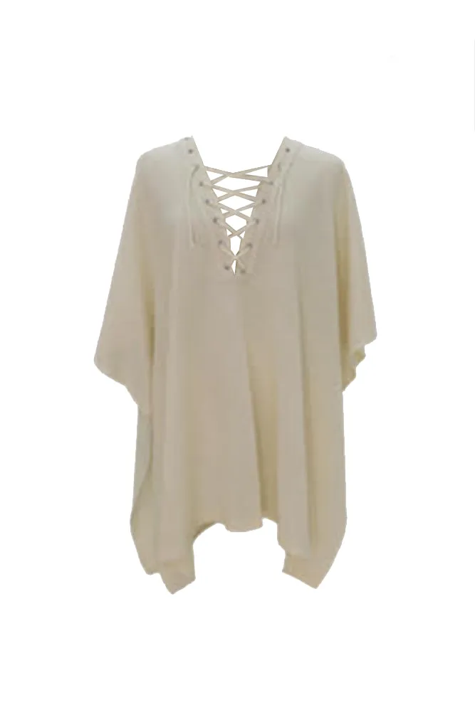 DBFL Justin & Taylor Women's V-Neck Lace-Up Poncho