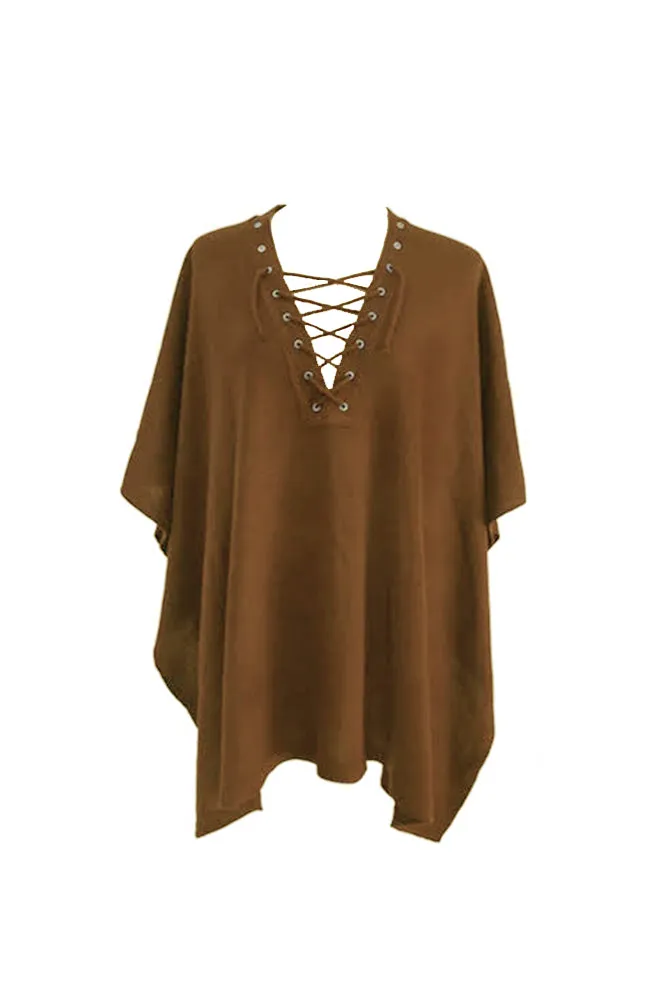 DBFL Justin & Taylor Women's V-Neck Lace-Up Poncho