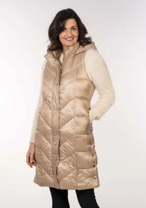 Diamond Quilt Long Gilet - Beige