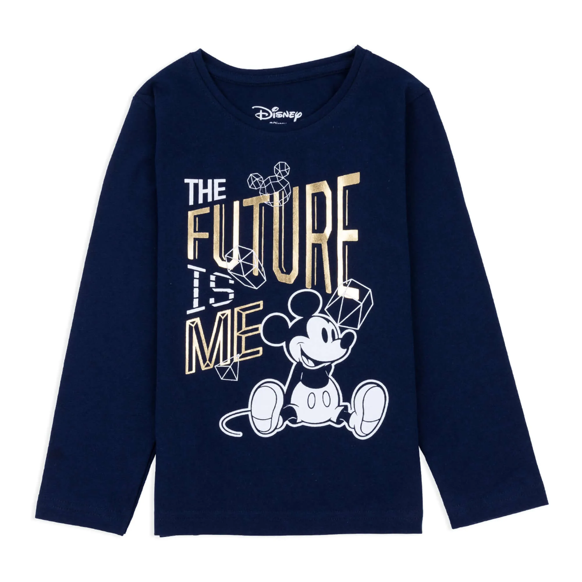 Disney Mickey Round Neck "The Future is Me" Matt Gold Foil Print Full Sleeve T-Shirt