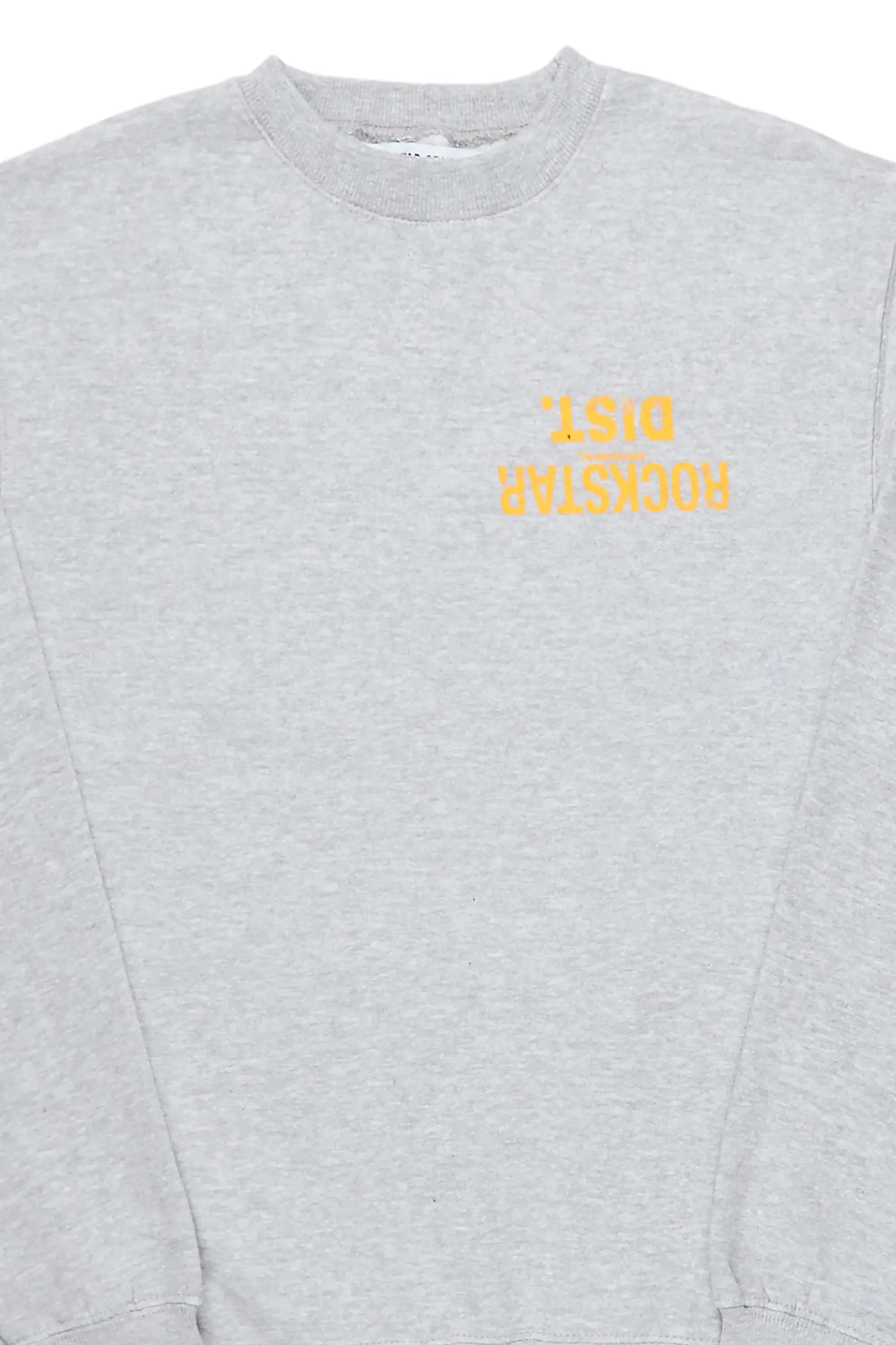 Dist. Town Heather Grey/Yellow Graphic Crewneck