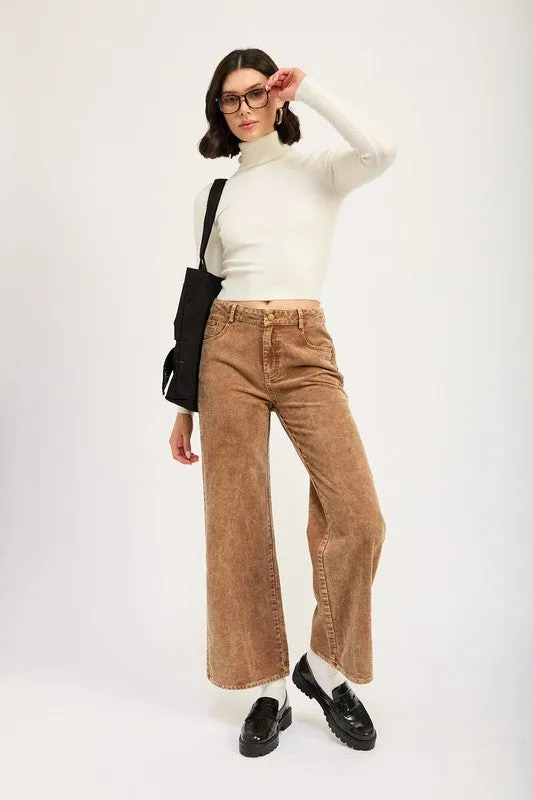 Distressed Corduroy Flared Pants