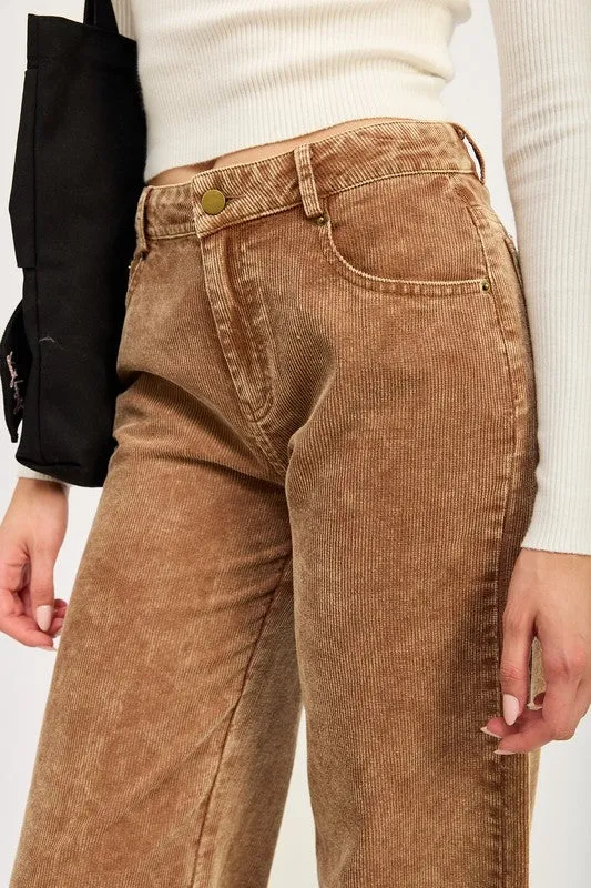 Distressed Corduroy Flared Pants
