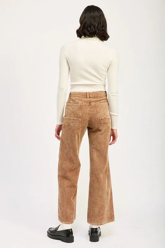 Distressed Corduroy Flared Pants