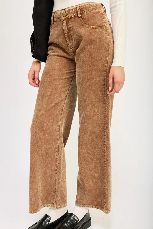Distressed Corduroy Flared Pants