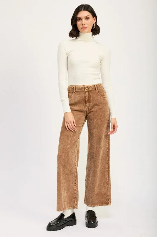 Distressed Corduroy Flared Pants