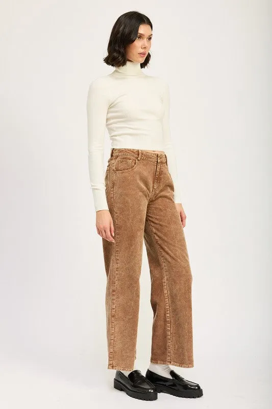 Distressed Corduroy Flared Pants