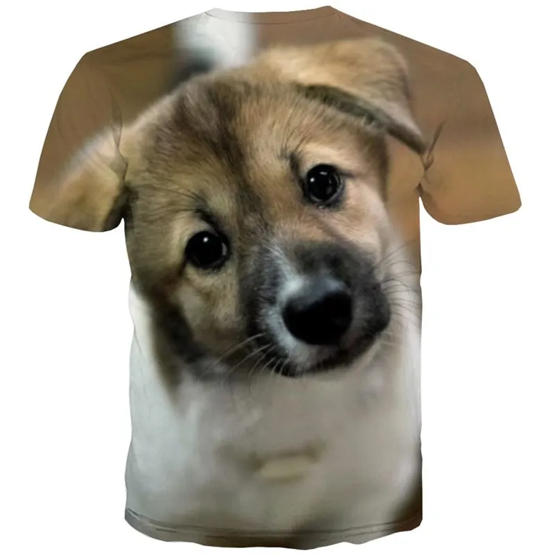 dog tshirts Casual shirt 3D Puppy Cute animal art costume men's Casual big Smart dogs
