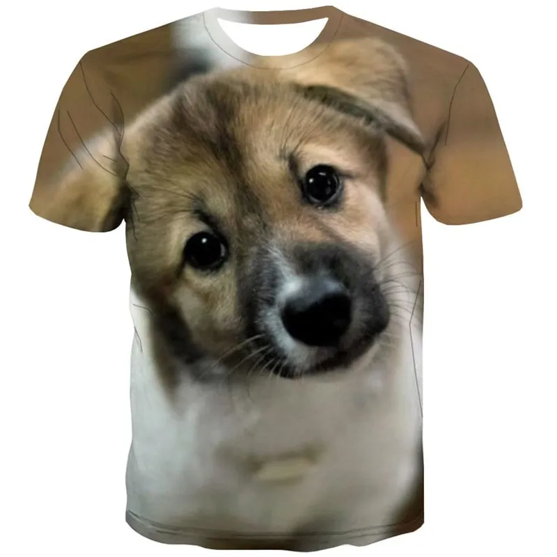 dog tshirts Casual shirt 3D Puppy Cute animal art costume men's Casual big Smart dogs