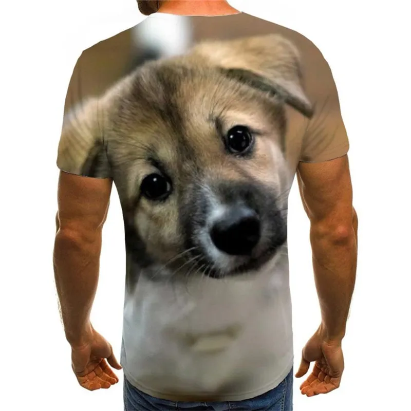 dog tshirts Casual shirt 3D Puppy Cute animal art costume men's Casual big Smart dogs