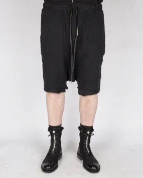 Double layered knitted linen shorts black