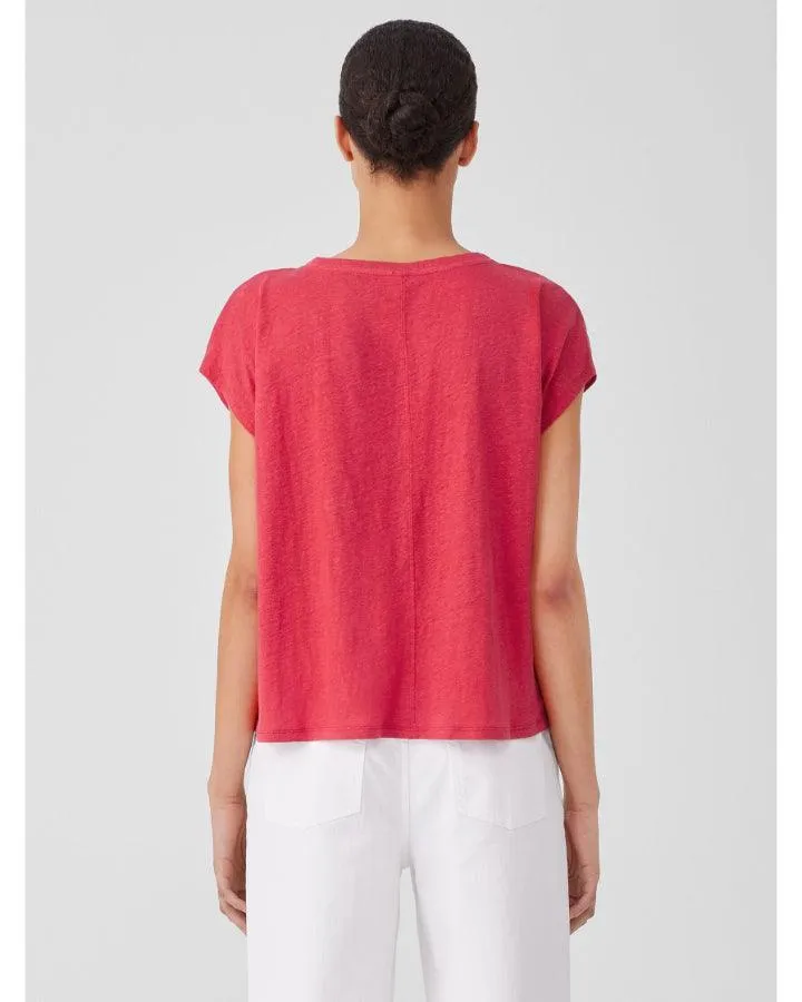 Eileen Fisher Organic Linen Jersey V-Neck Tee