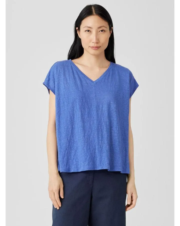 Eileen Fisher Organic Linen Jersey V-Neck Tee