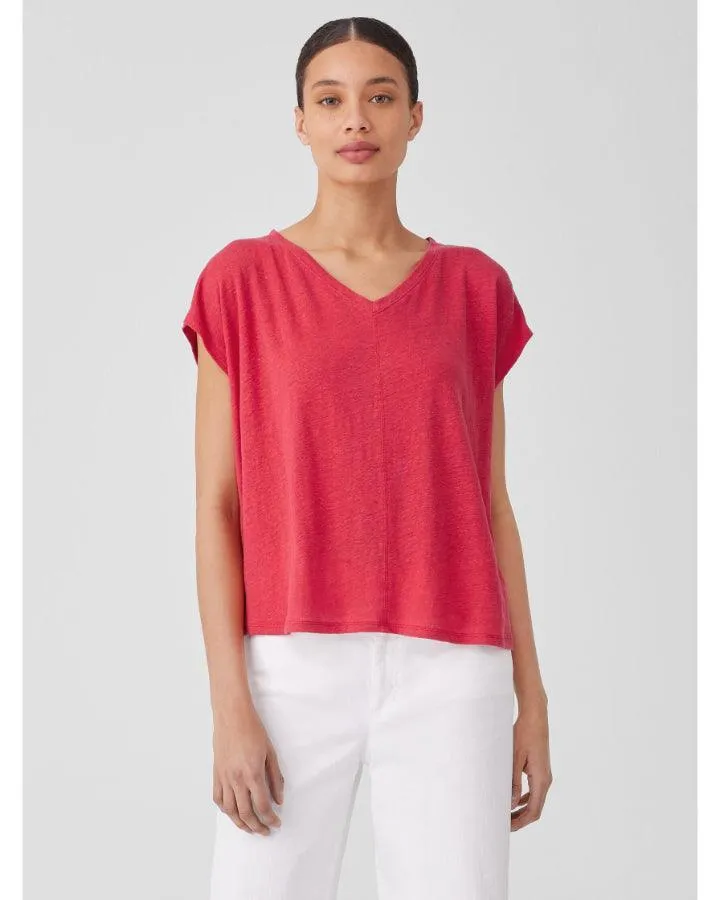 Eileen Fisher Organic Linen Jersey V-Neck Tee