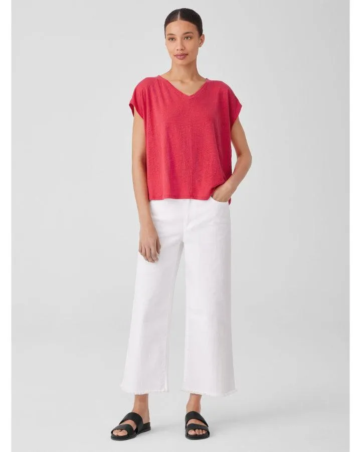 Eileen Fisher Organic Linen Jersey V-Neck Tee