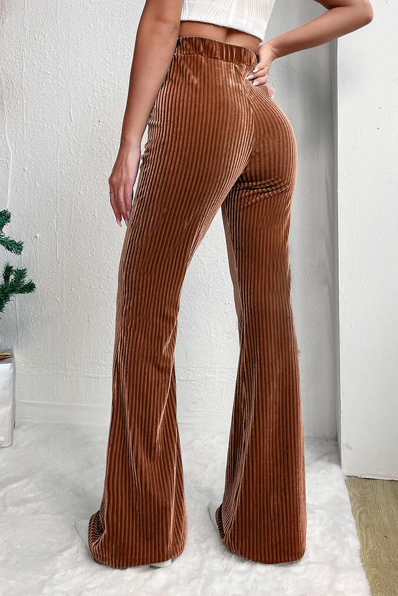 elveswallet Brown High-Rise Corduroy Flared Pants