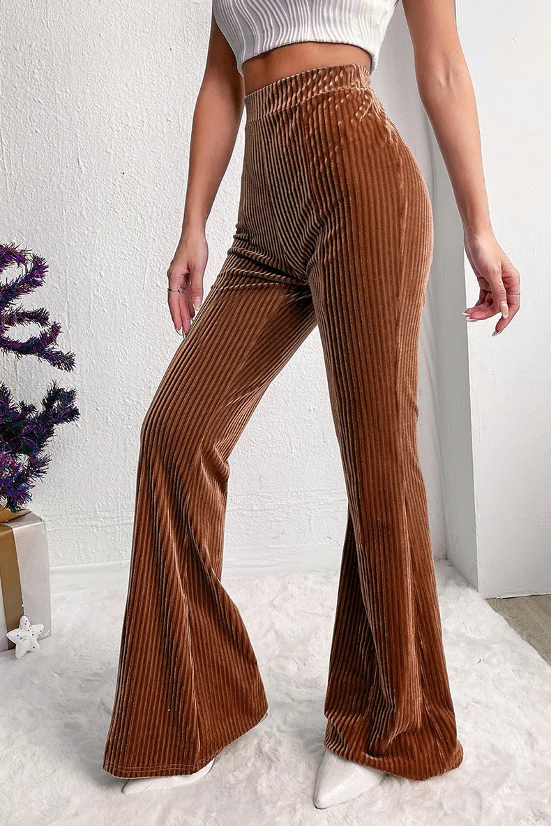elveswallet Brown High-Rise Corduroy Flared Pants