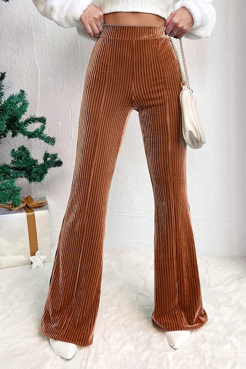elveswallet Brown High-Rise Corduroy Flared Pants