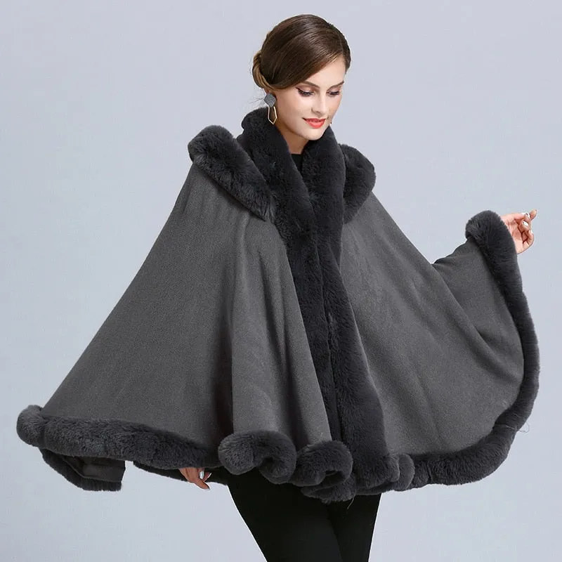 Faux Fur Neck Knitted Coat