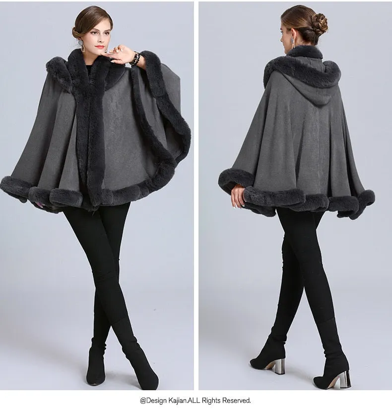 Faux Fur Neck Knitted Coat