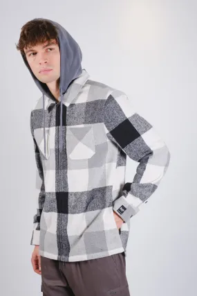 Flannel Hooded Zip Shacket