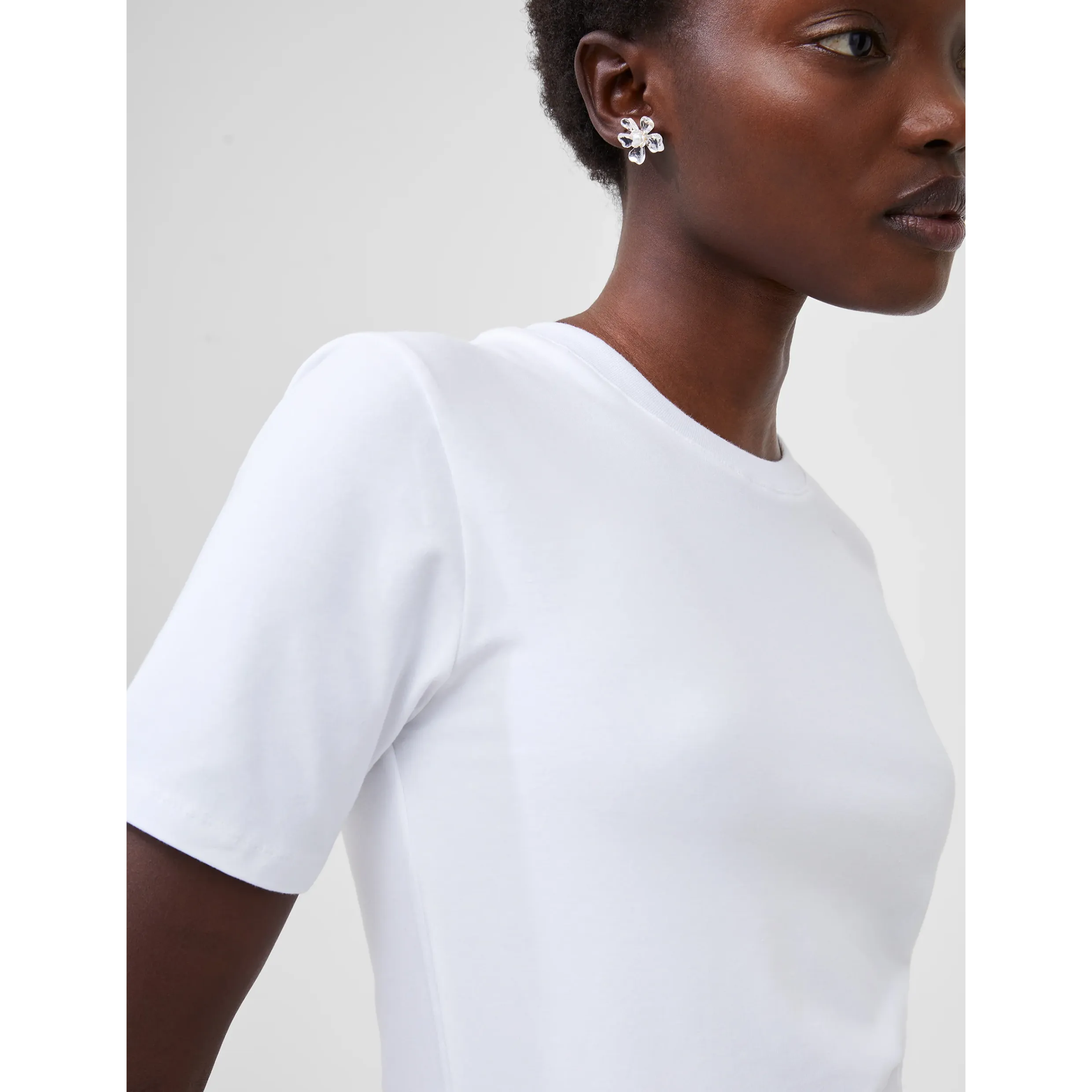 French Connection Rallie Cotton Tee 76QZC Linen White
