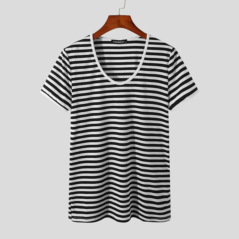 Full Monochrome Stripe Pattern Shorts Set