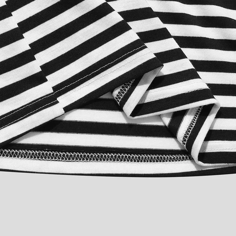 Full Monochrome Stripe Pattern Shorts Set