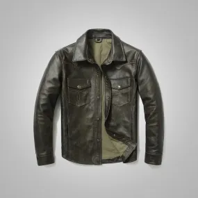 Full Sleeves Leather Shirt For Men