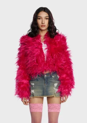 Fuschia Exclude You Faux Fur Jacket