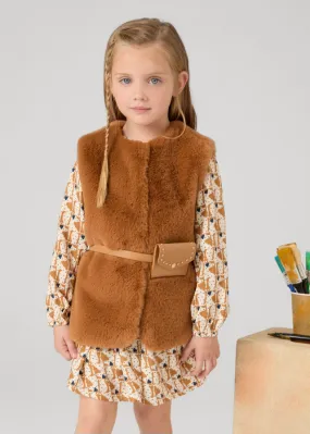 Gilet Pellicciotto Caramello con Cintura