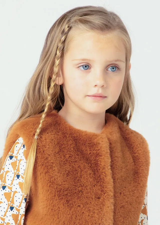 Gilet Pellicciotto Caramello con Cintura