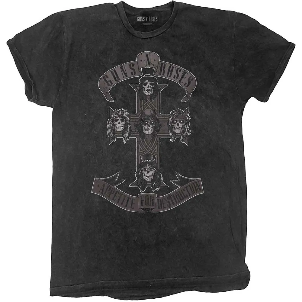 Guns N' Roses Burn Out T-Shirt - Monochrome Cross ( Dip Dye)