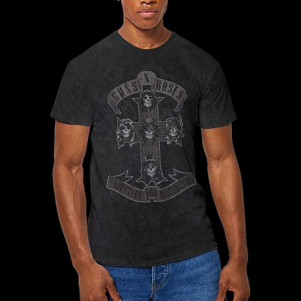 Guns N' Roses Burn Out T-Shirt - Monochrome Cross ( Dip Dye)