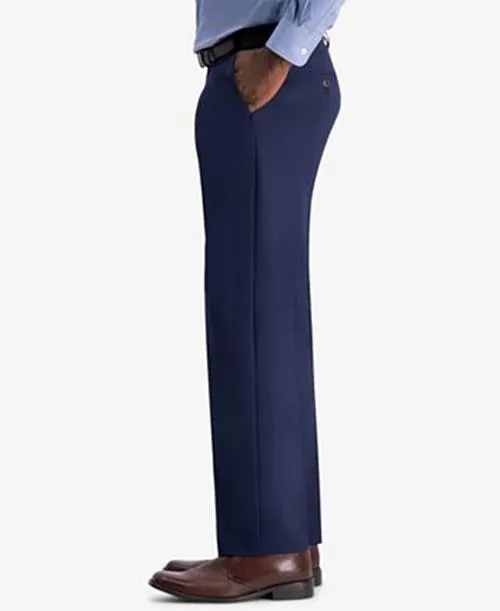 Haggar Mens Classic fit Dress Pants 34 / 29 Blue Solid Stretch