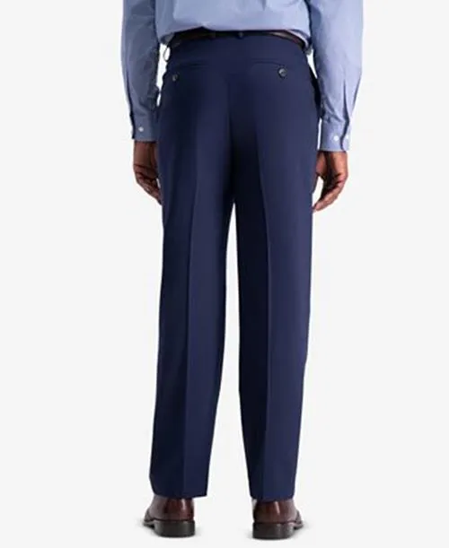 Haggar Mens Classic fit Dress Pants 34 / 29 Blue Solid Stretch