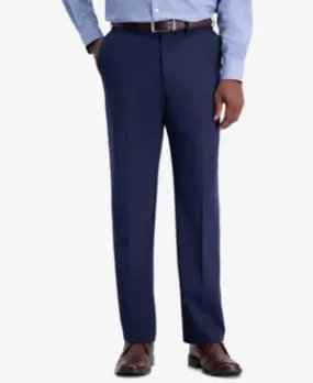 Haggar Mens Classic fit Dress Pants 34 / 29 Blue Solid Stretch