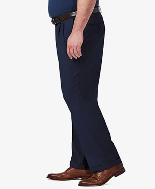 Haggar Mens Classic fit Dress Pants 52 / 30 Blue Solid