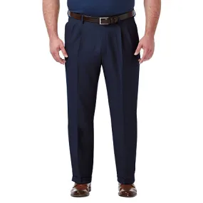 Haggar Mens Classic fit Dress Pants 52 / 30 Blue Solid