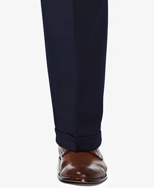 Haggar Mens Classic fit Dress Pants 52 / 30 Blue Solid