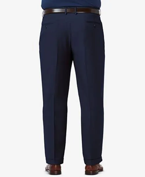 Haggar Mens Classic fit Dress Pants 52 / 30 Blue Solid