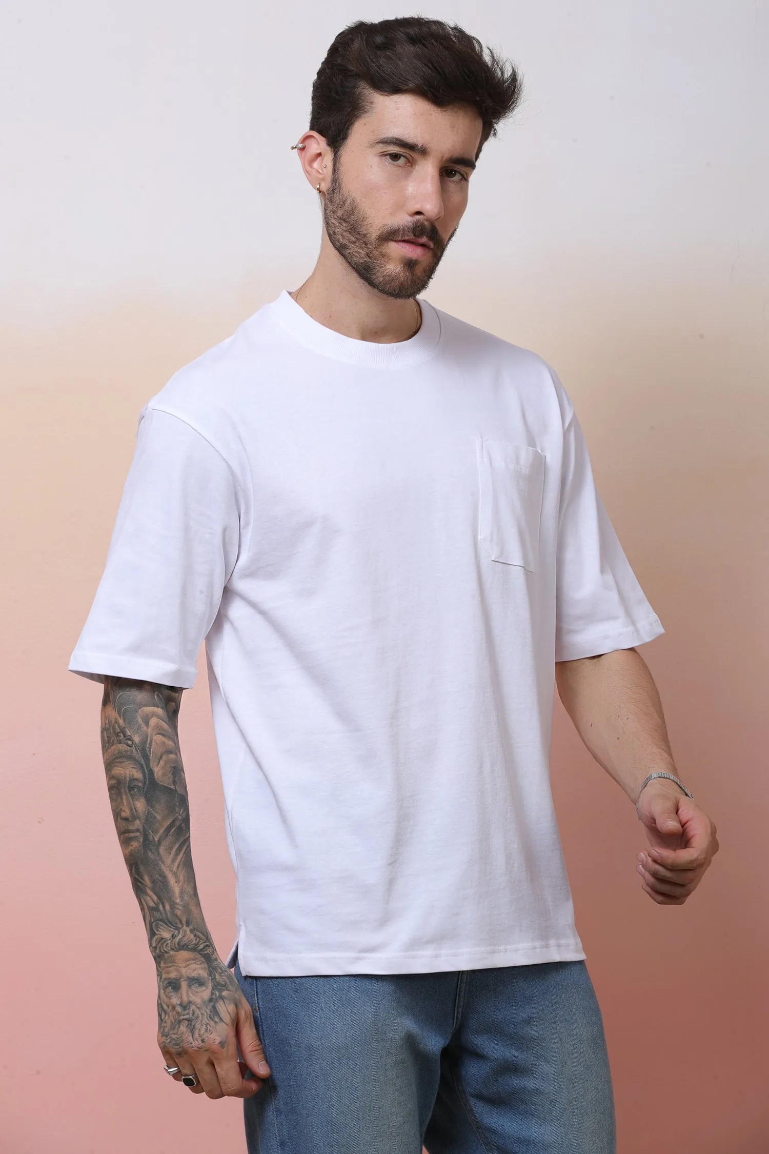 Halfsleeve White 200 GSM Pure Cotton Plain T-Shirt