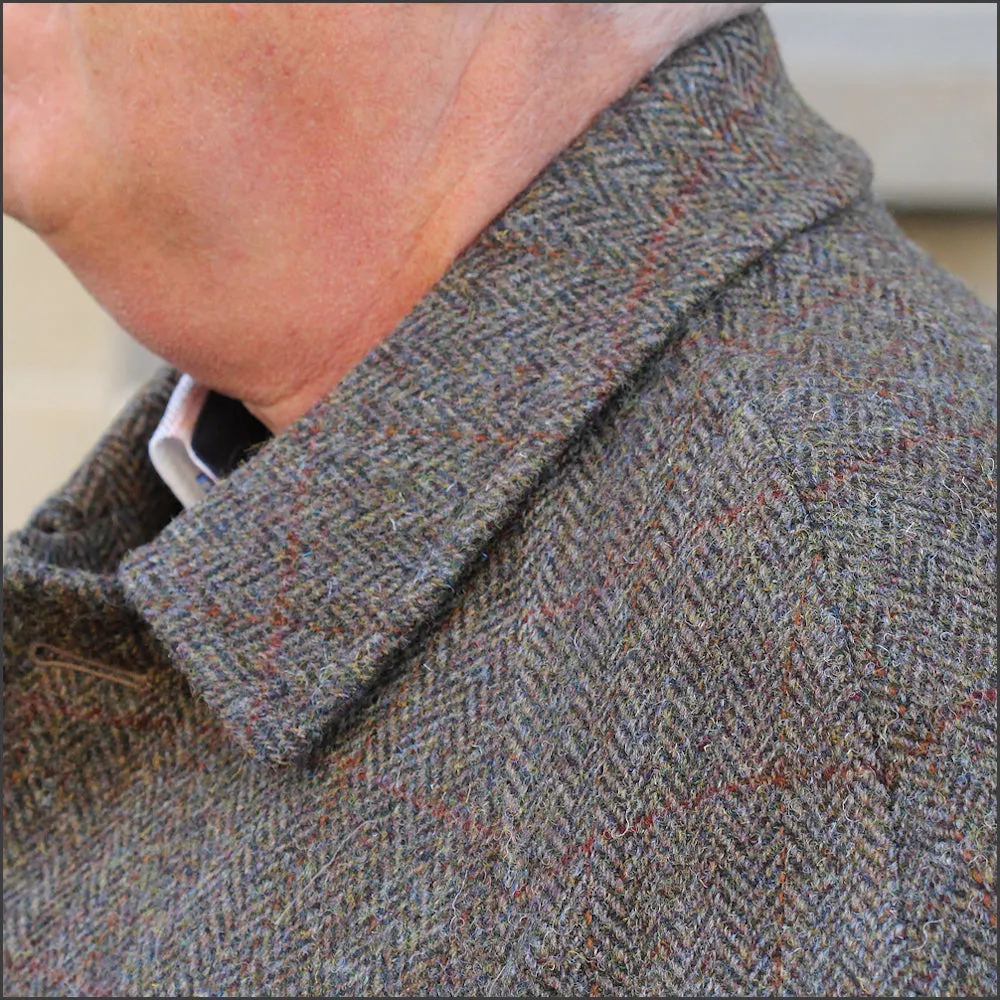 Harris Tweed Brown Herringbone Raglan Overcoat==