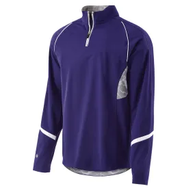 Holloway Men's Purple/White Quarter Zip Tenacity Pullover