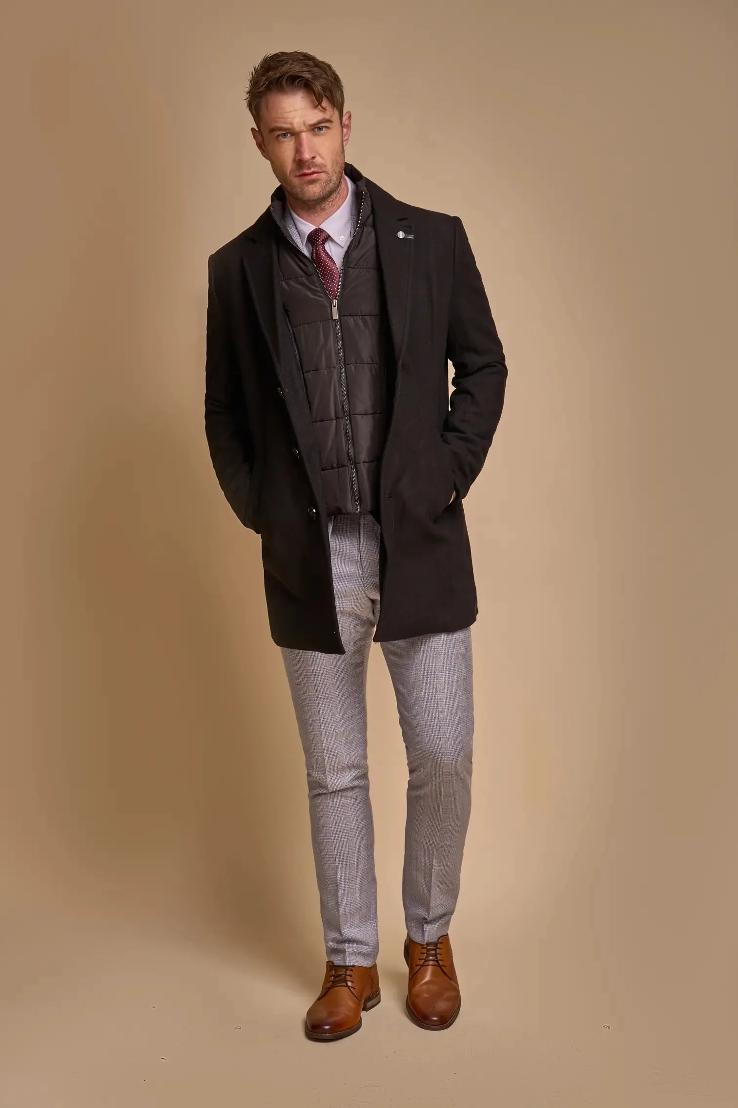 House Of Cavani SANFORD Men's Slim Fit Wool Blend Coat - Black