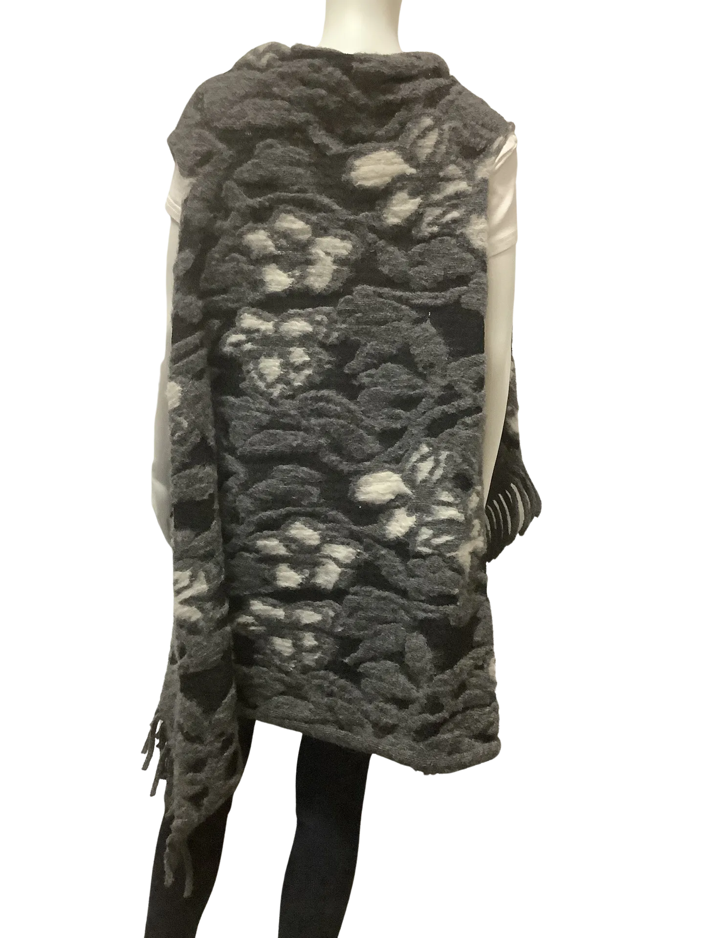 Imperico Grey and Black Wool Sweater Cardigan Vest One Size Fits All